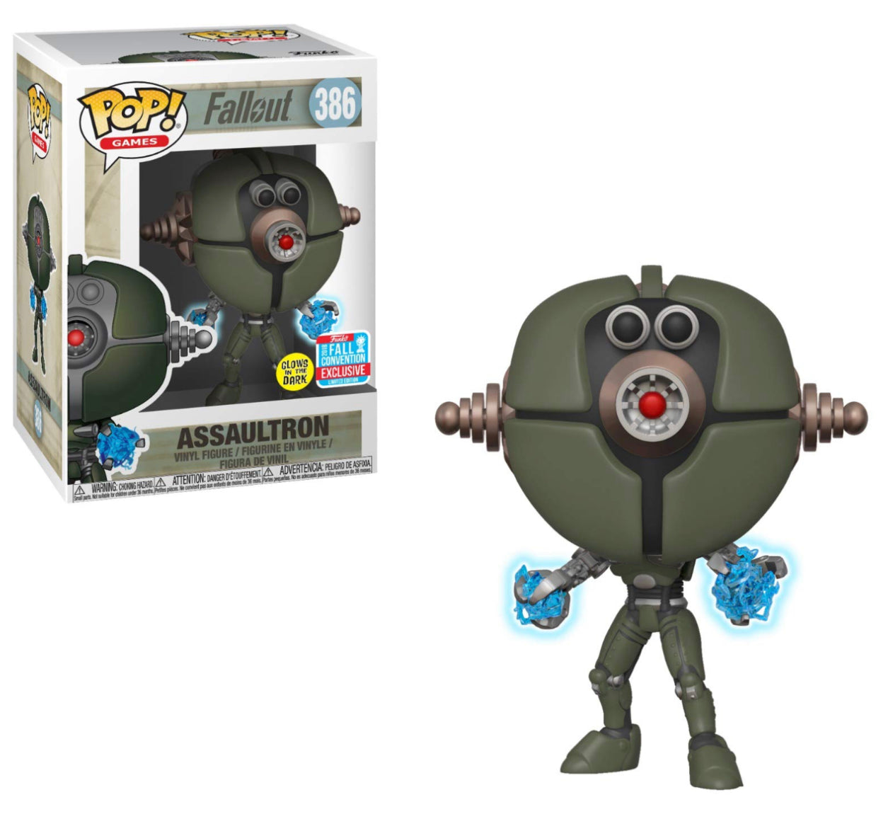 Funko Pop! Fallout - Assaultron 386 (Invader Model) Glows in the Dark Funko 2018 Fall Convention Exclusive + Protector (VAULTED)
