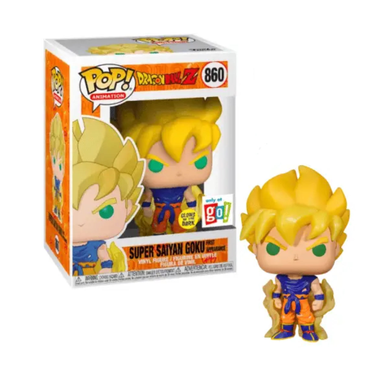 Funko Pop! Dragon Ball Z Super Saiyan Goku First Appearance 860 Glows in the Dark 860 + Pop Protector
