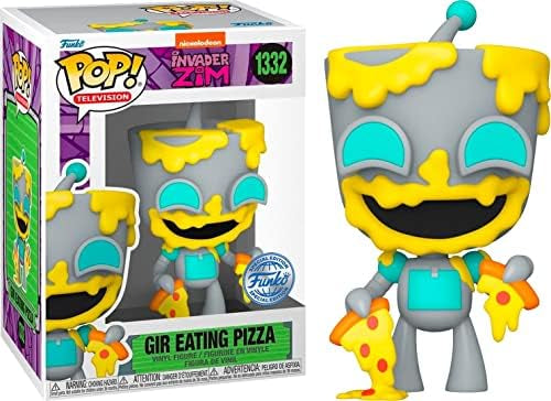 Funko Pop! Nickelodeon Invader Zim - Gir Eating Pizza 1332 Funko Special Edition + Free Protector