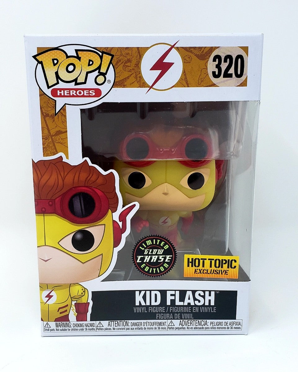 Funko Pop! DC Flash - Kid Flash 320 Glows CHASE Hot Topic Exclusive + Pop Protector