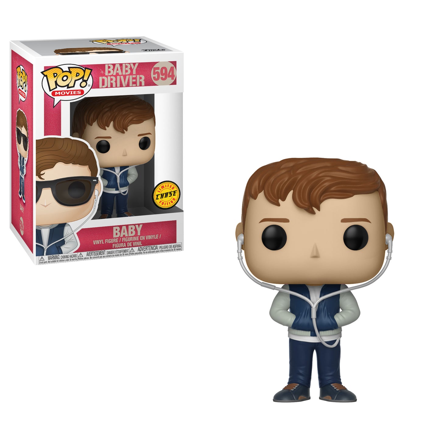 Funko Pop! Baby Driver - Baby 594 CHASE Figure + Pop Protector