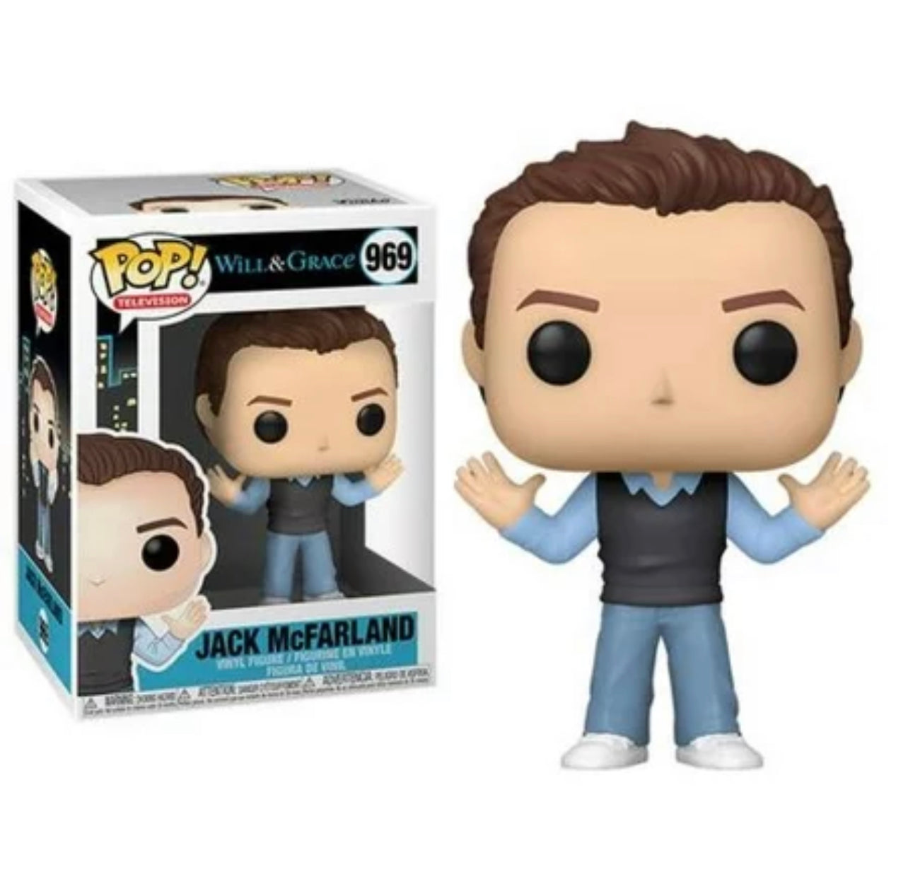 Funko Pop! Will & Grace Jack McFarland 969 + Free Protector (small tear in box) (VAULTED)
