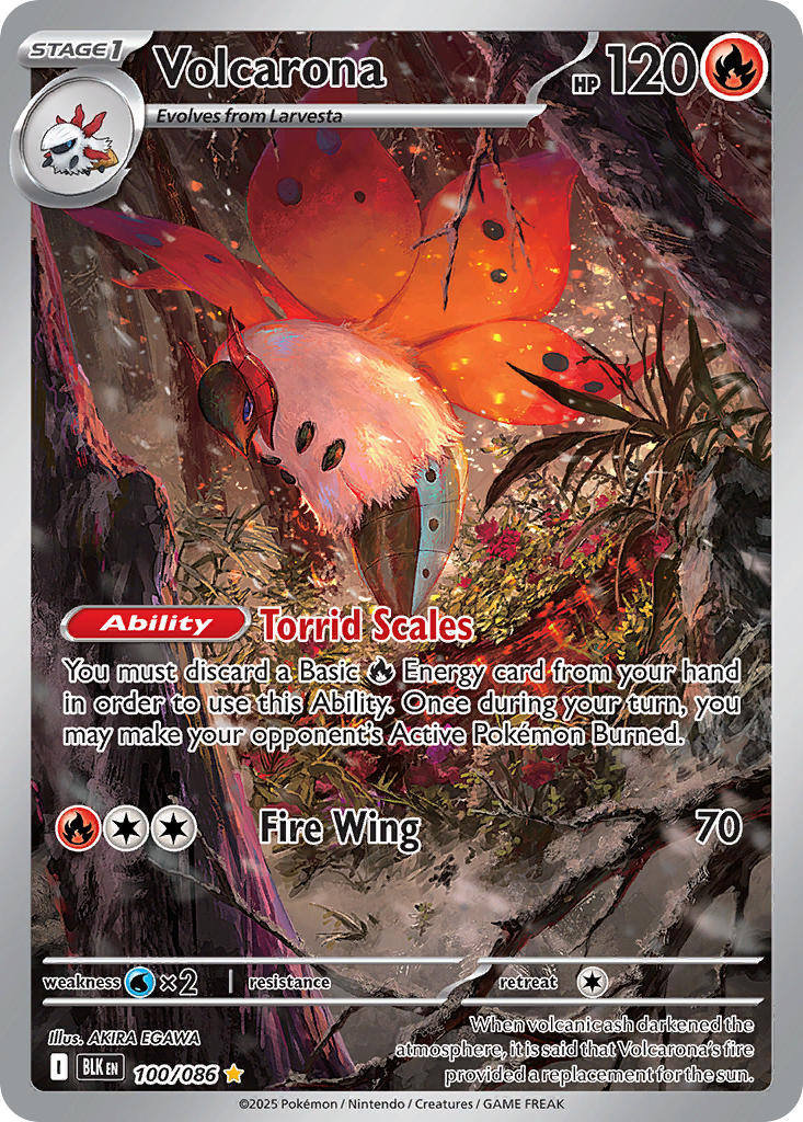 Pokemon TCG! Volcarona 2025 Black Bolt #100/086 Illustration Rare