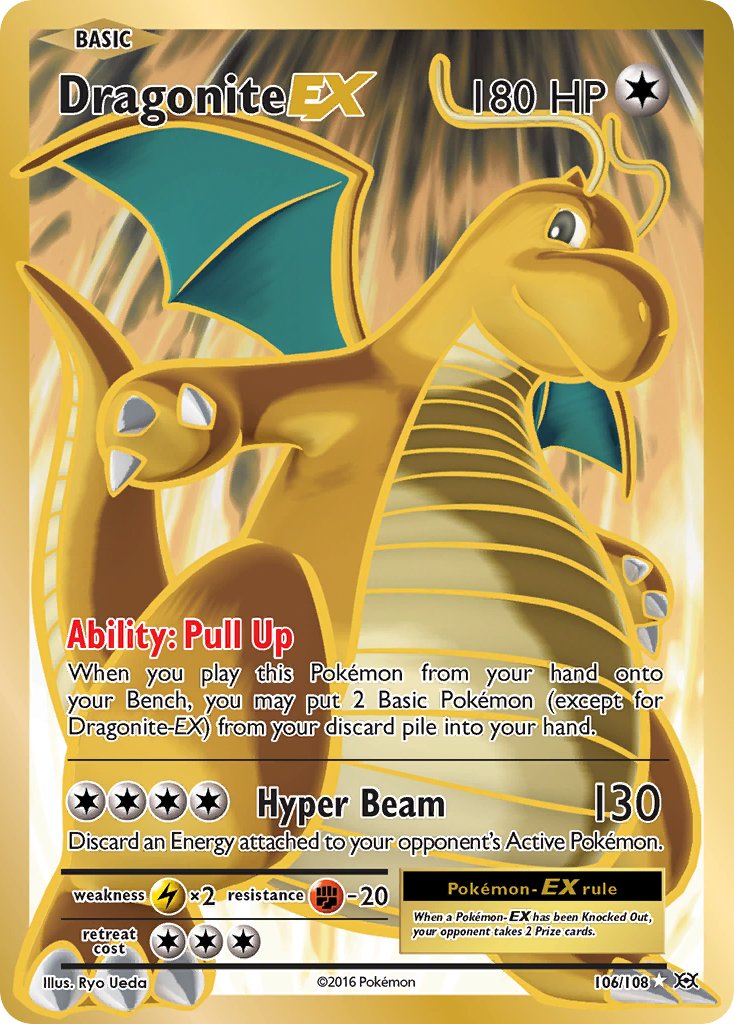 Pokemon TCG! Dragonite EX 2016 Evolutions #106/108 Ultra Rare