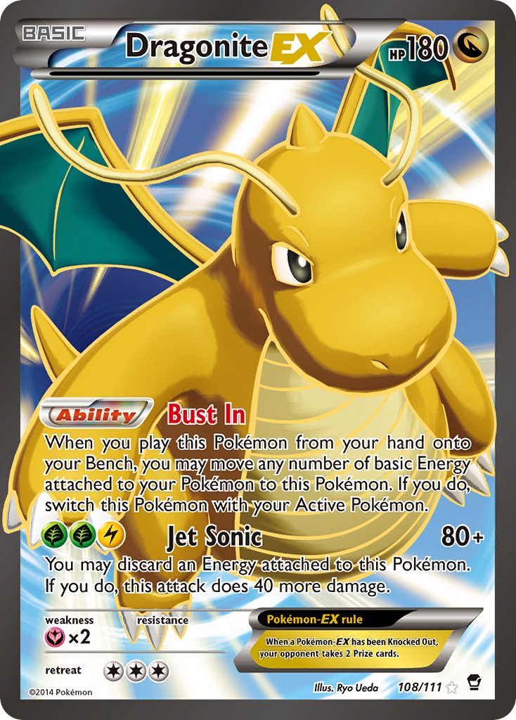 Pokemon TCG! Dragonite EX 2014 Furious Fists #108/111 Ultra Rare