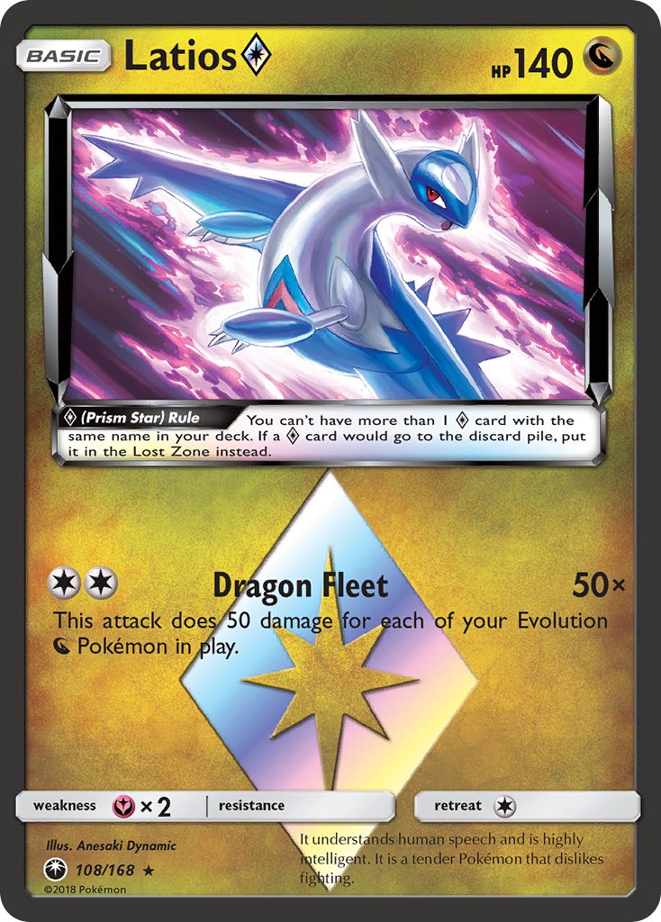 Pokemon TCG! Latios Prism Star 2018 Celestial Storm #108/168 Holo