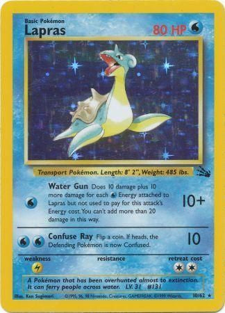 Pokemon TCG! Lapras 1999 Fossil Unlimited #10/62 Holo