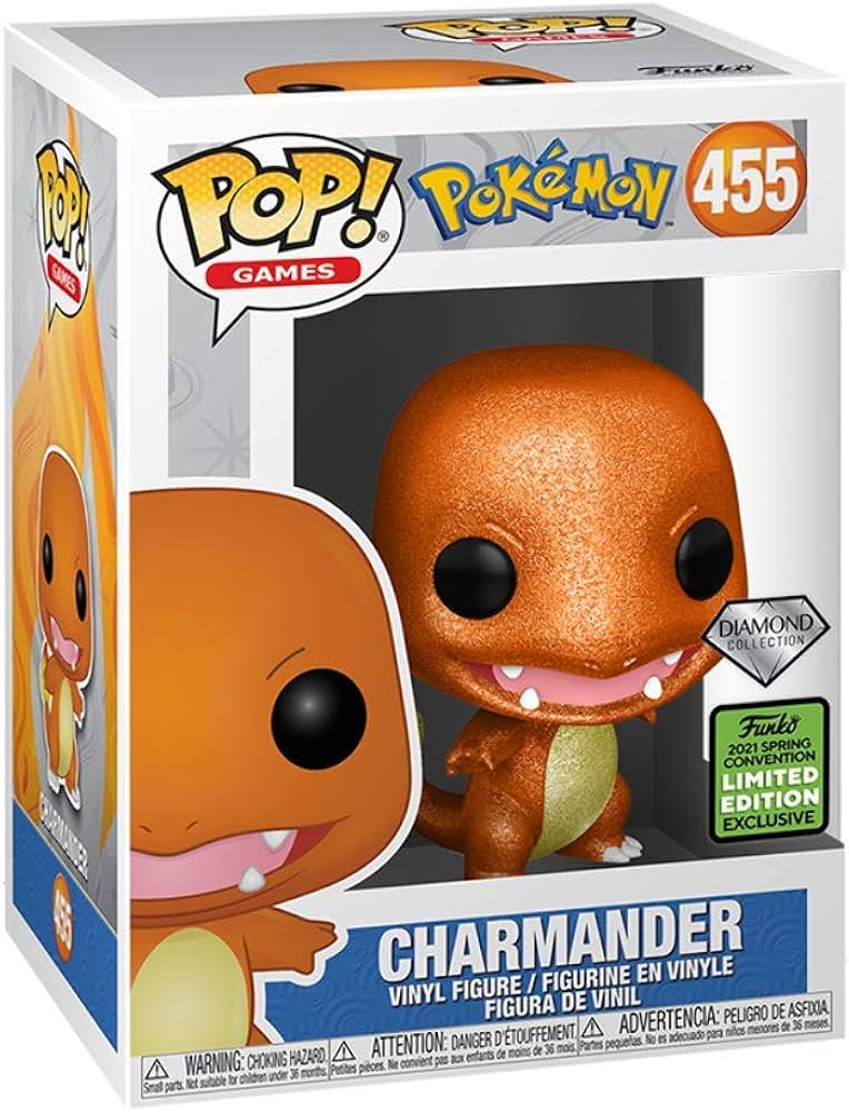 Funko Pop! Pokémon - Charmander Diamond Funko 2021 Spring Convention Exclusive 455 (VAULTED) + Free Protector