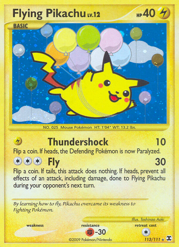 Pokemon TCG! Flying Pikachu 2009 Rising Rivals #113/111 Secret Rare