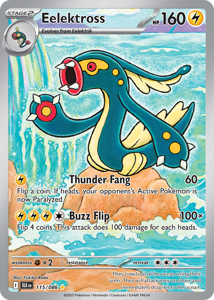Pokemon TCG! Eelektross 2025 Black Bolt #115/086 Illustration Rare Near Mint