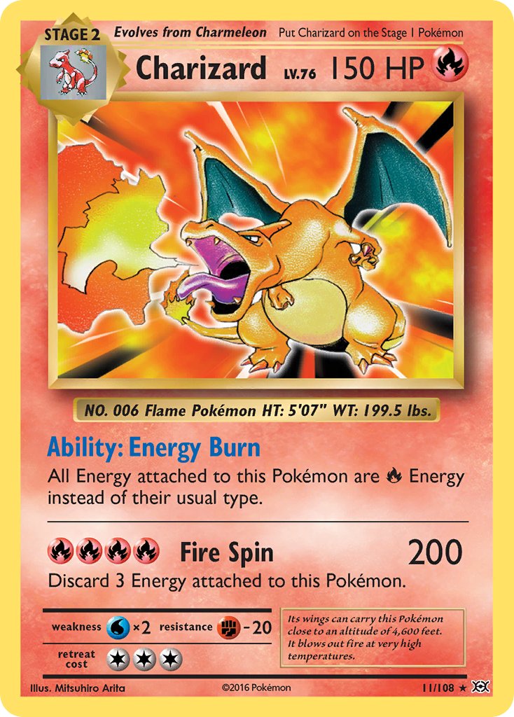 Pokemon TCG! Charizard 2016 Evolutions #11/108 Holo Near Mint
