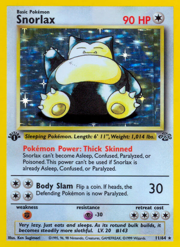 Pokemon TCG! Snorlax 1999 Jungle 1st Edition #11/64 Holo