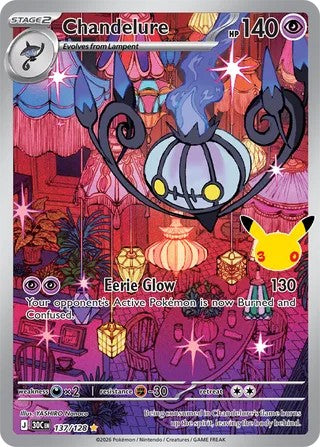 Pokemon TCG! Chandelure 2026 30th Celebration #137/128 Near Mint