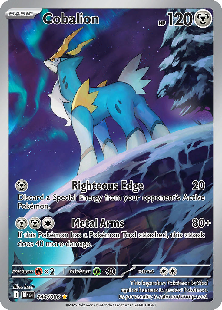 Pokemon TCG! Cobalion 2025 Black Bolt #144/086 Illustration Rare Near Mint