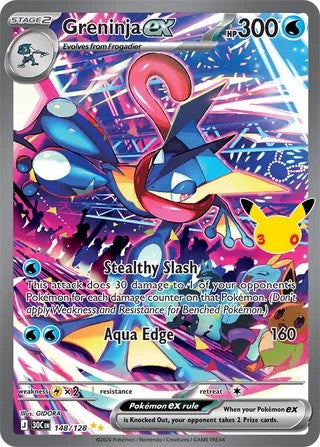 Pokemon TCG! Greninja ex 2026 30th Celebration #148/128 Near Mint