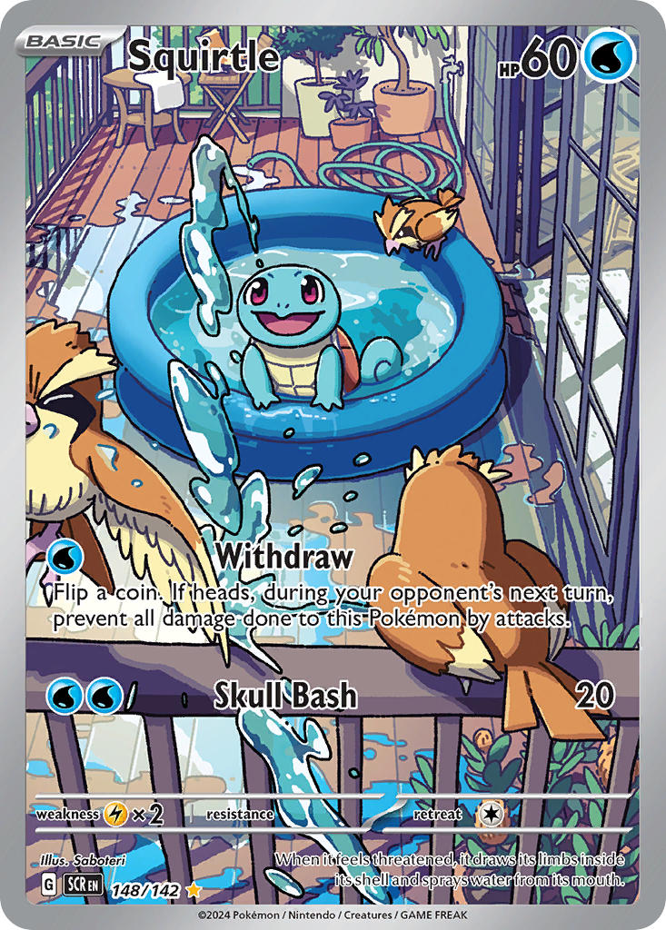 Pokemon TCG! Squirtle 2024 Stellar Crown #148/142 Illustration Rare Near Mint