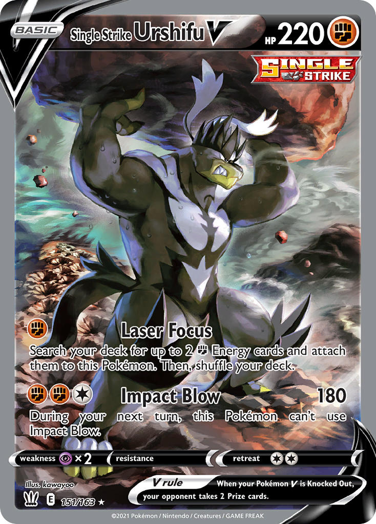 Pokemon TCG! Single Strike Urshifu V 2021 Battle Styles #151/163 Ultra Rare Near Mint