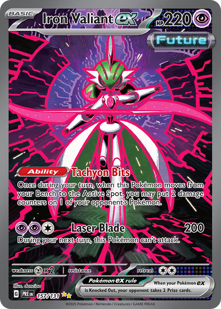 Pokemon TCG! Iron Valiant ex 2025 Prismatic Evolutions #157/131 Special Illustration Rare