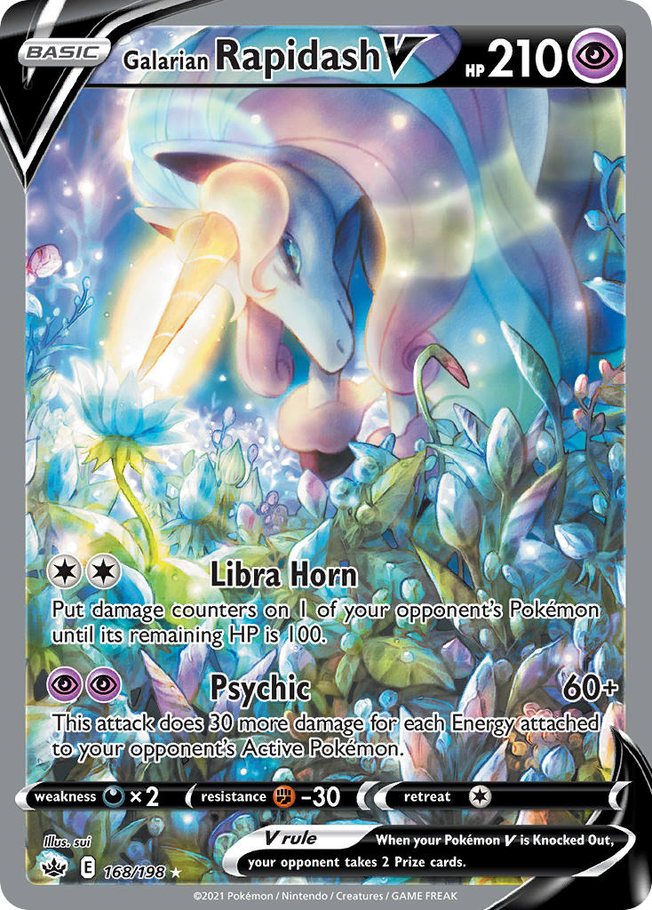 Pokemon TCG! Galarian Rapidash V 2021 Chilling Reign #168/198 Ultra Rare