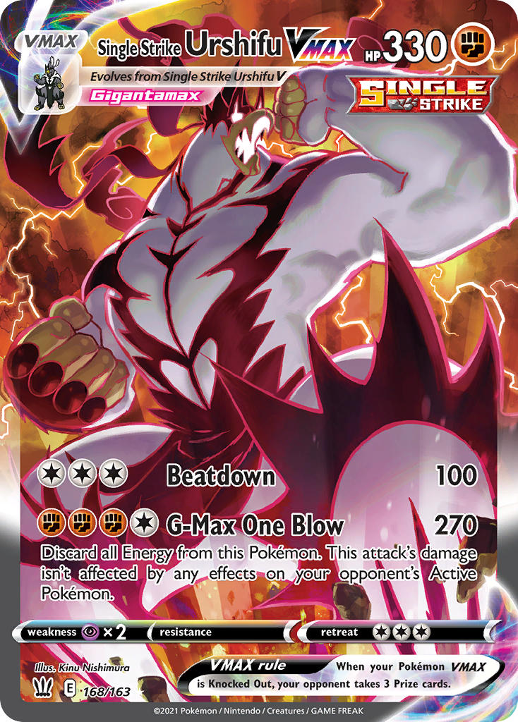 Pokemon TCG! Single Strike Urshifu VMAX 2021 Battle Styles #168/163 Special Full Art Near Mint