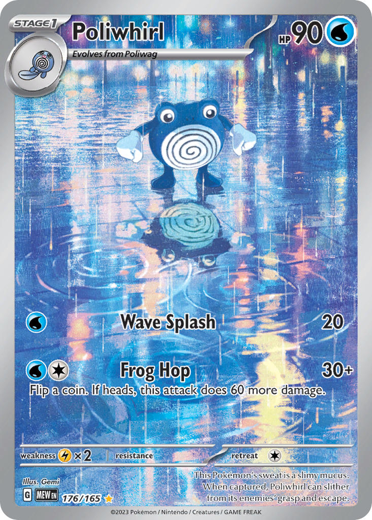 Pokemon TCG! Poliwhirl 2023 151 #176/165 Illustration Rare Near Mint