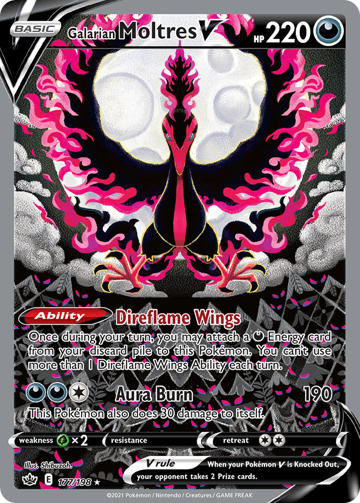 Pokemon TCG! Galarian Moltres V 2021 Chilling Reign #177/198 Ultra Rare Near Mint