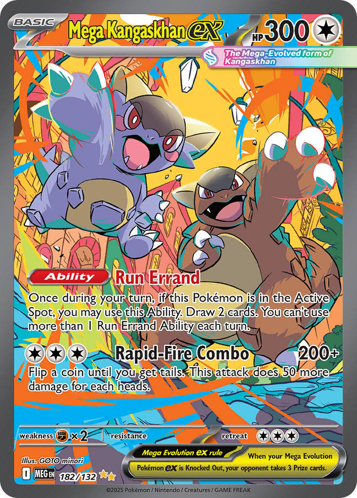 Pokemon TCG! Mega Kangaskhan ex 2025 Mega Evolution #182/132 Special Illustration Rare Near Mint