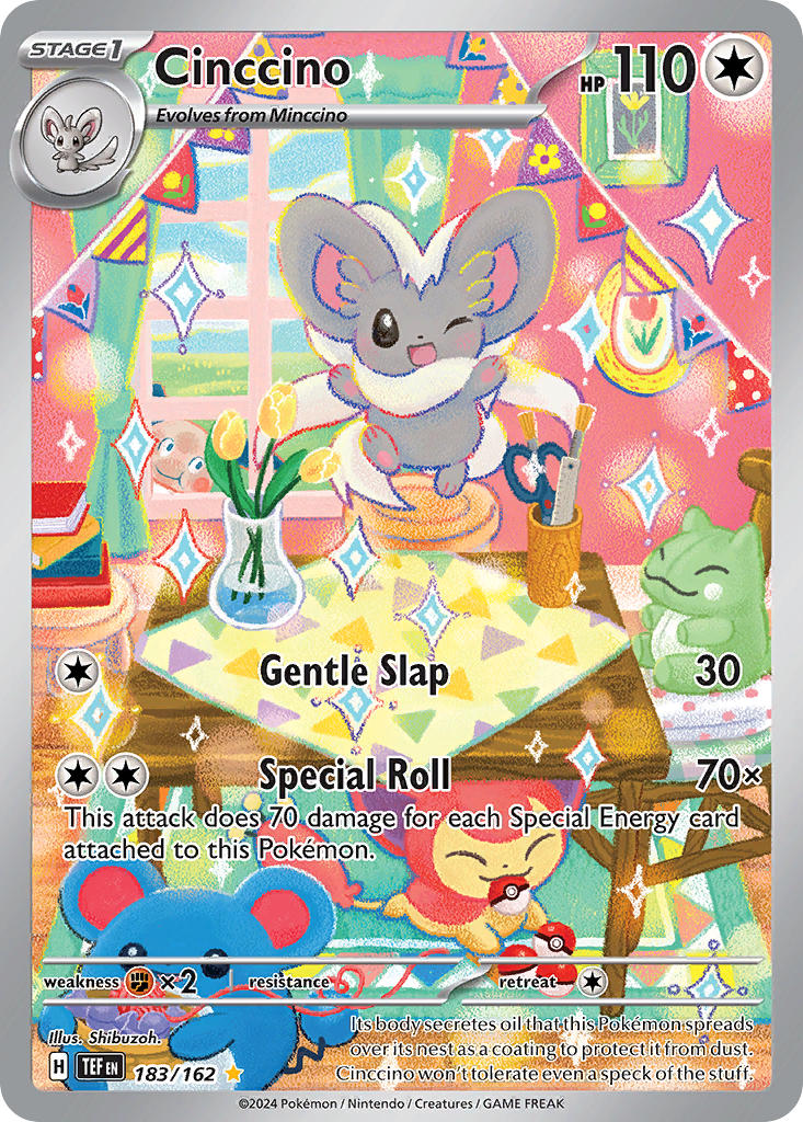Pokemon TCG! Cinccino 2024 Temporal Forces #183/162 Illustration Rare