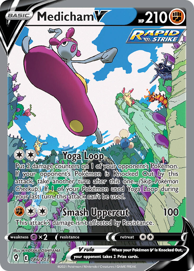 Pokemon TCG! Medicham V 2021 Evolving Skies #186/203 Ultra Rare