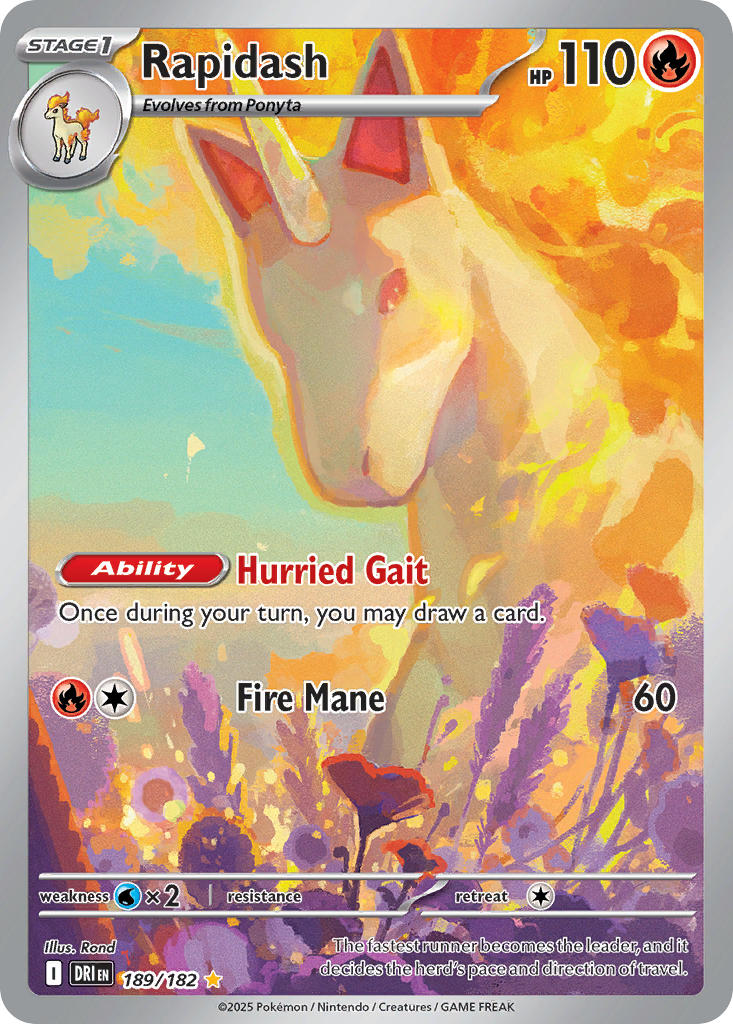 Pokemon TCG! Rapidash 2025 Destined Rivals #189/182 Illustration Rare