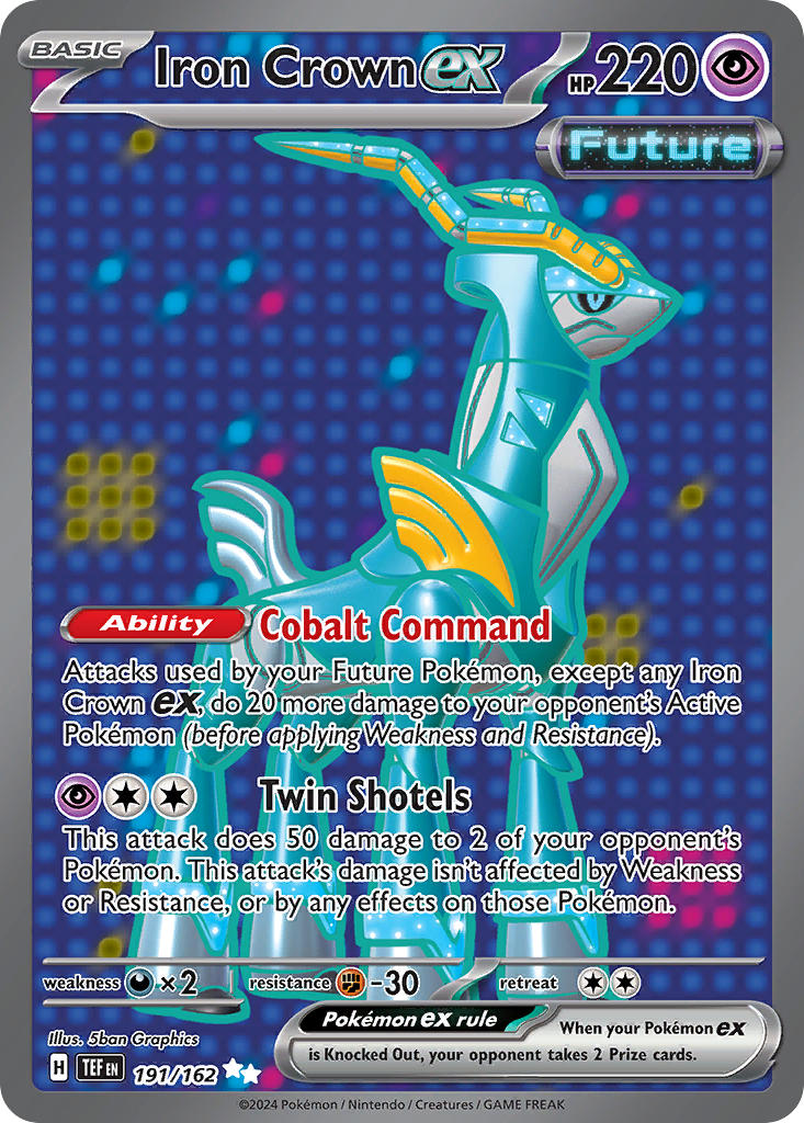 Pokemon TCG! Iron Crown ex 2024 Temporal Forces #191/162 Ultra Rare Near Mint