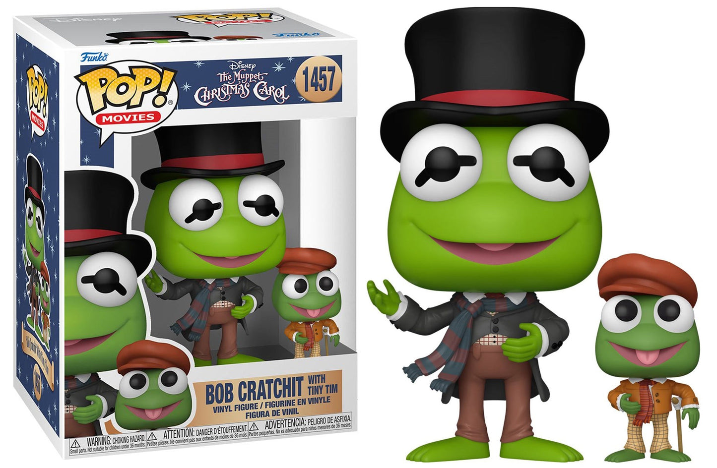 Funko Pop! Disney The Muppet Christmas Kermit the Frog Carol Bob Cratchit (MISSING TINY TIM FIGURE) 1457 + Free Protector