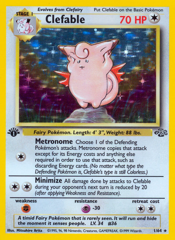 Pokemon TCG! Clefable 1999 Jungle 1st Edition #1/64 Holo
