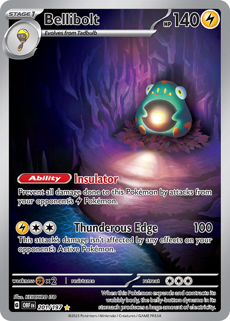 Pokemon TCG! Bellibolt 2023 Obsidian Flames #201/197 Illustration Rare