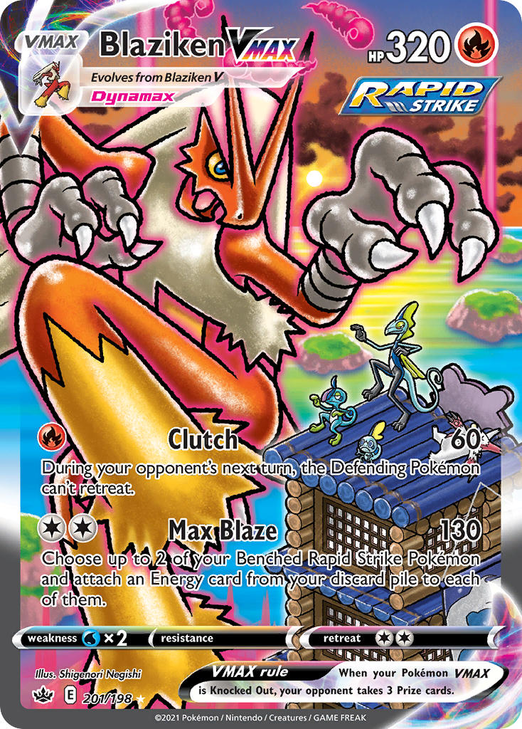 Pokemon TCG! Blaziken VMAX 2021 Chilling Reign #201/198 Special Full Art