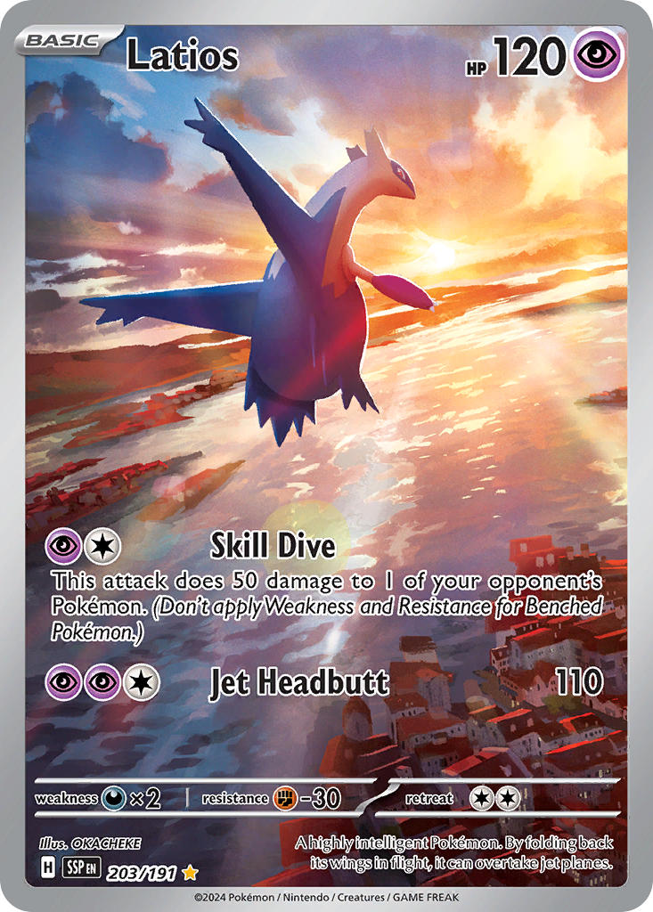 Pokemon TCG! Latios 2024 Surging Sparks #203/191 Illustration Rare