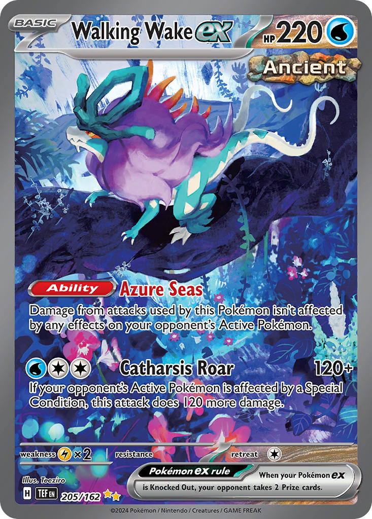 Pokemon TCG! Walking Wake ex 2024 Temporal Forces #205/162 Special Illustration Rare Near Mint