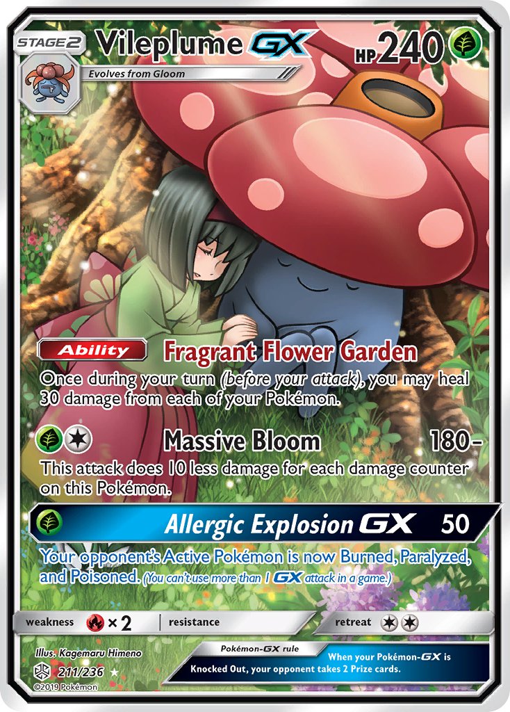 Pokemon TCG! Vileplume GX 2019 Cosmic Eclipse #211/236 Ultra Rare