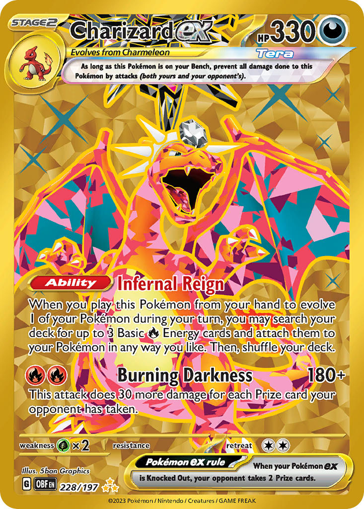 Pokemon TCG! Charizard ex 2023 Obsidian Flames #228/197 Hyper Rare
