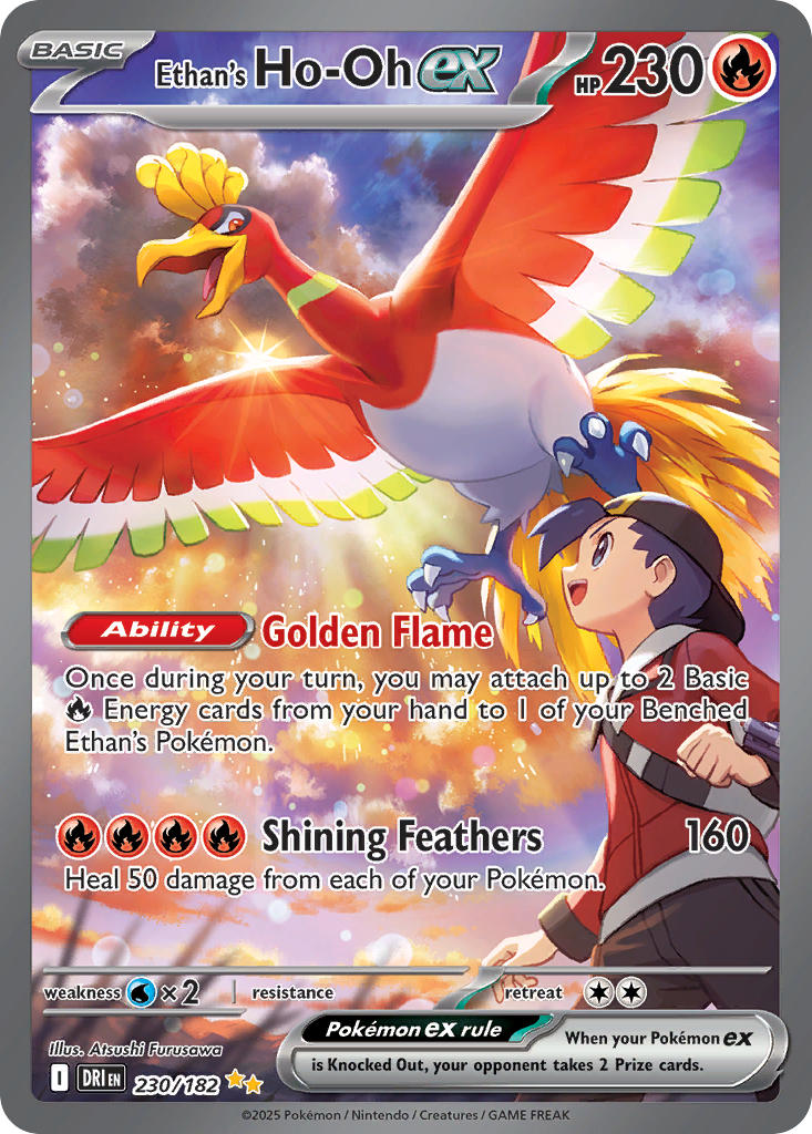 Pokemon TCG! Ethan's Ho-Oh ex 2025 Destined Rivals #230/182 Special Illustration Rare