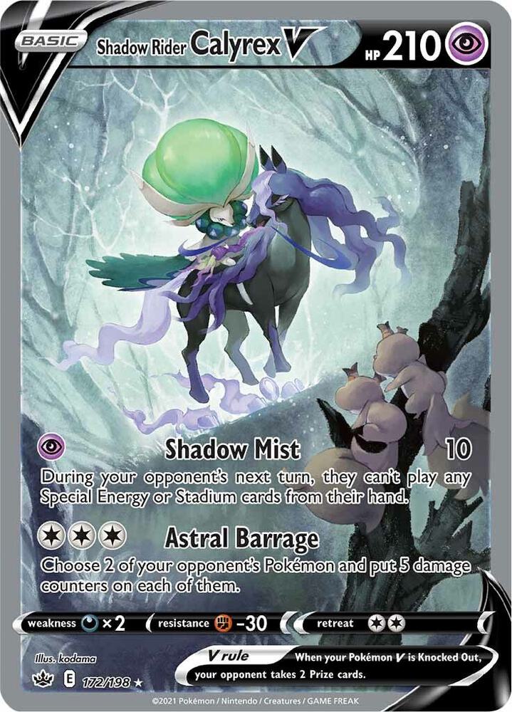 Pokemon TCG! Shadow Rider Calyrex V (Alternate Full Art) - SWSH06: Chilling Reign (SWSH06)