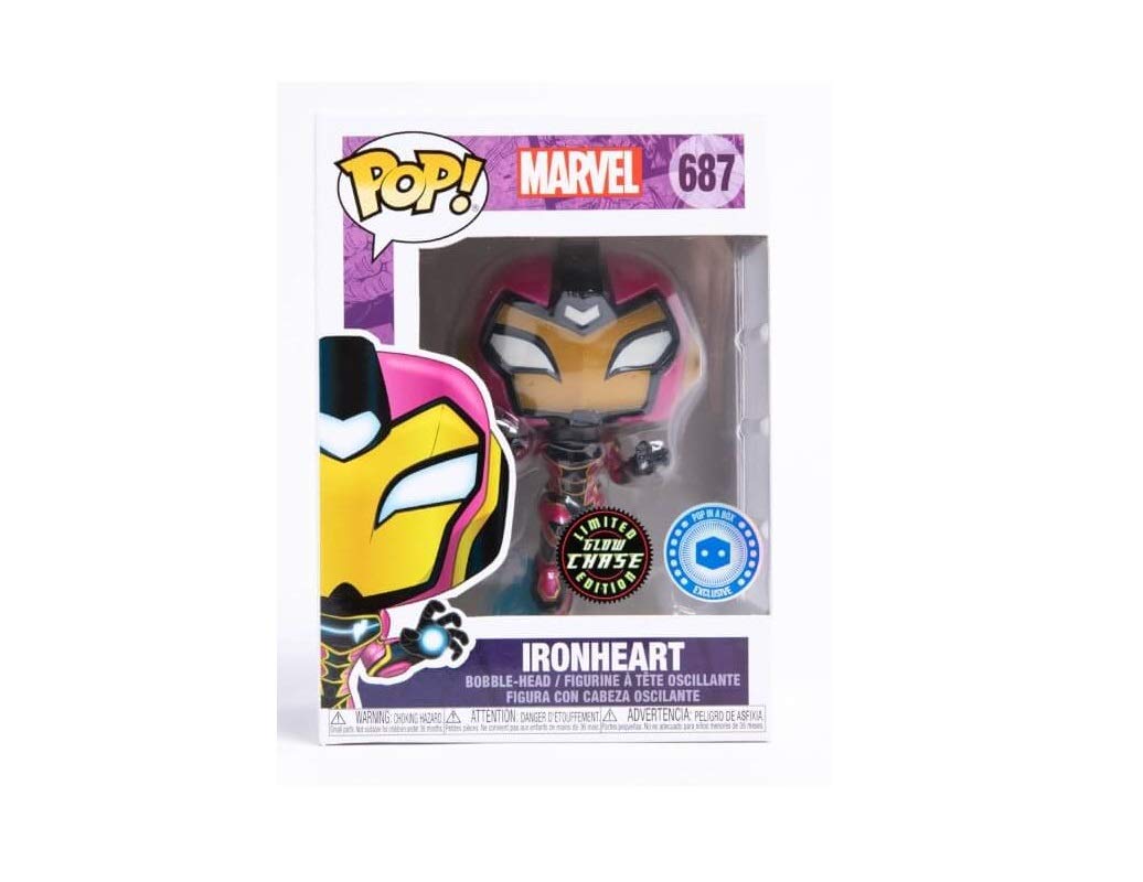 Funko Pop! Marvel Ironheart 687 GLOW CHASE Pop in a Box Exclusive (VAULTED) + Free Protector