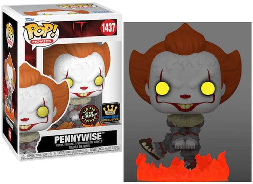Funko Pop! IT Pennywise 1437 Glow CHASE Funko Specialty Series Exclusive + Free Protector