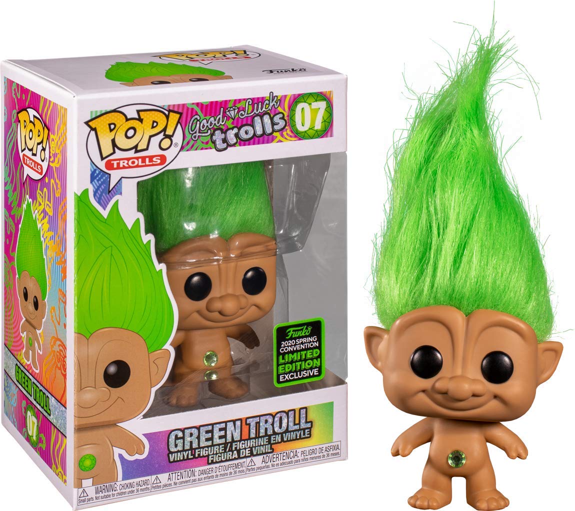Funko Pop! Good Luck Trolls - Green Troll 06 Funko 2020 Spring Convention Exclusive Figure + Pop Protector