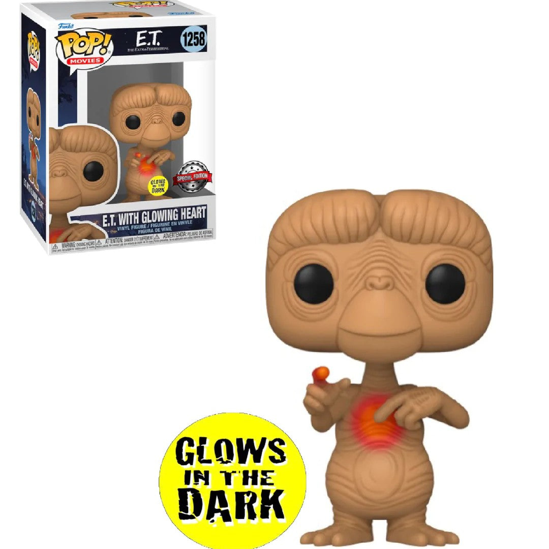 Funko POP! Movies: E.T. #1258 - E.T with Glowing Heart Special Edition GITD Figure+ Protectori