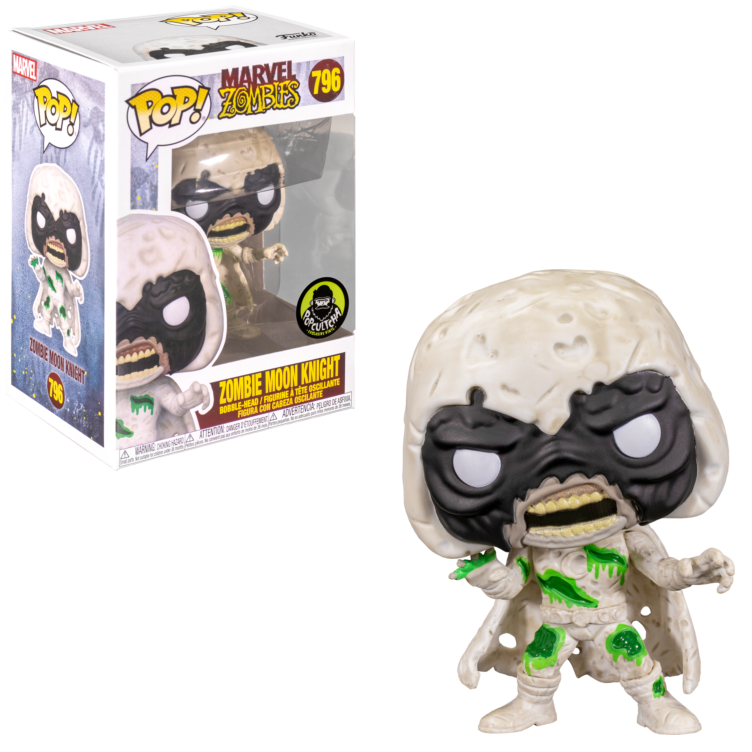Funko Pop! Marvel Zombies : Zombie Moon Knight 796 Popcultcha Exclusive + Pop Protector