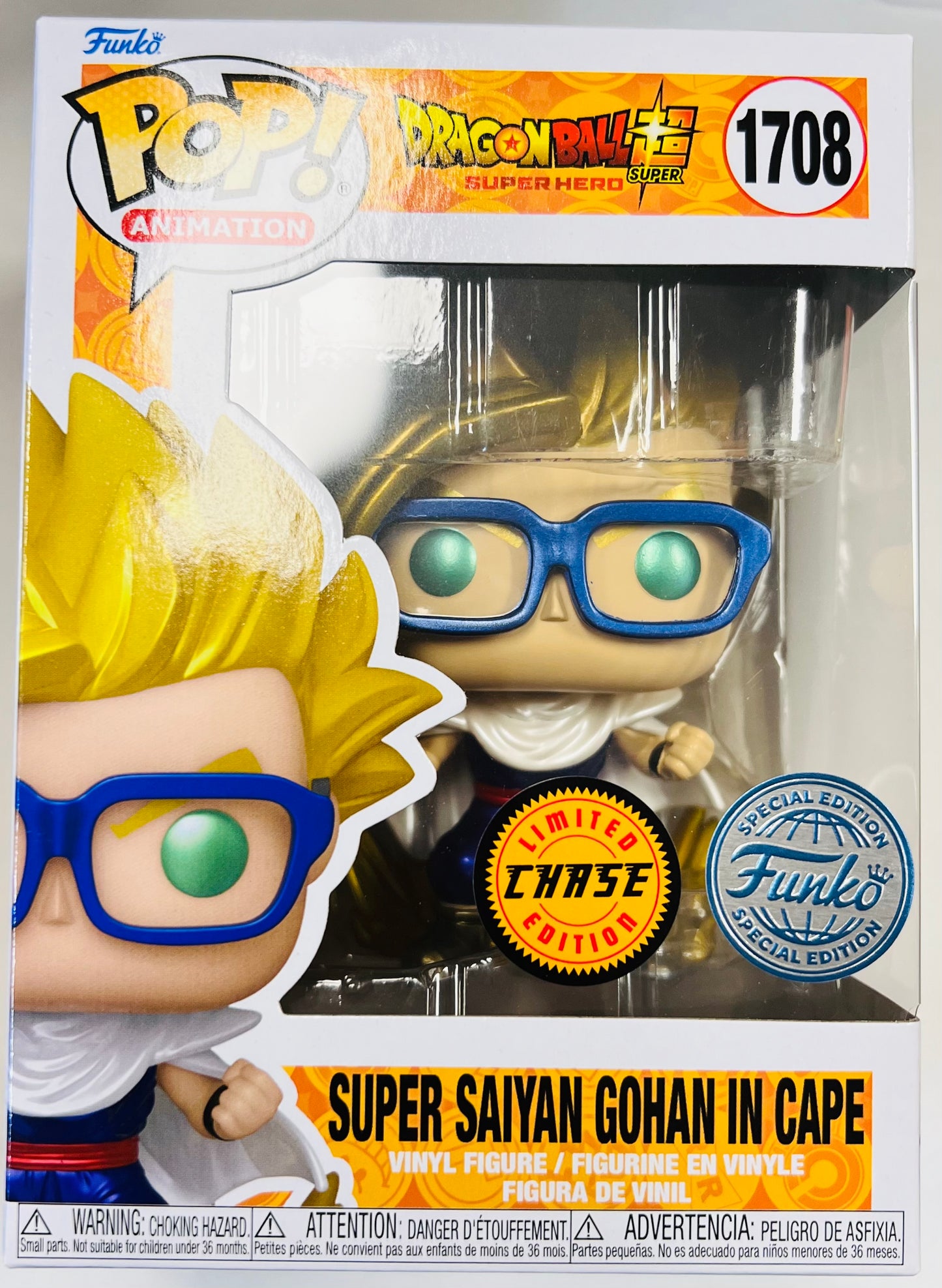 Funko Pop! Dragon Ball Super: Super Hero - Super Saiyan Gohan in Cape 1708 CHASE Funko Special Edition + Free Protector