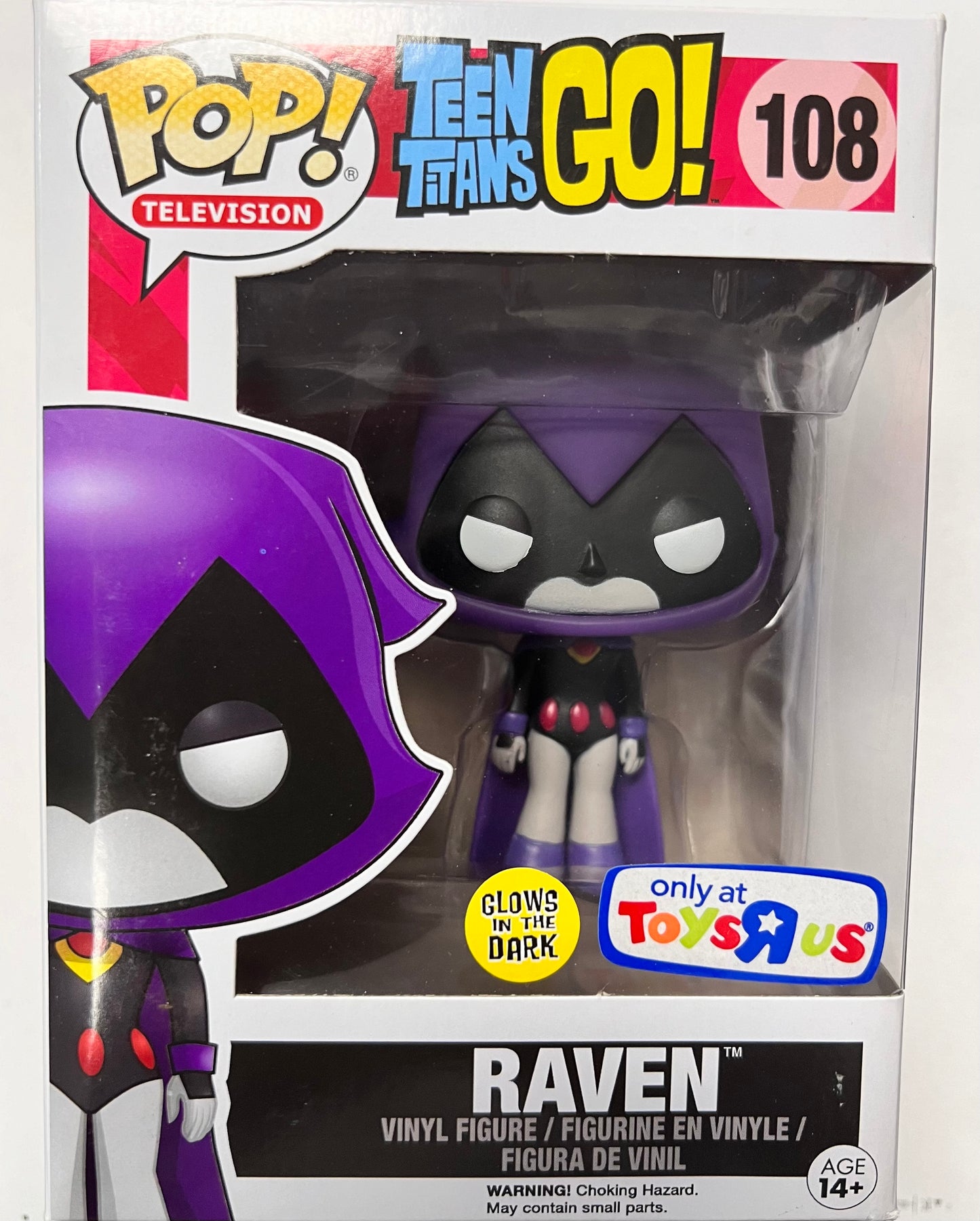 Funko POP! Television: Teen Titans Go! #108 - Raven (Purple) GITD TOYS R US Exclusive (VAULTED) + PROTECTOR!