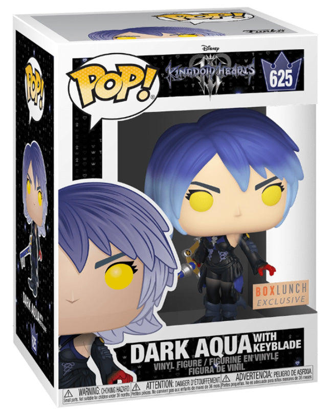 Funko Pop! Disney Kingdom Hearts : Dark Aqua with Keyblade 625 (VAULTED) BoxLunch Exclusive + Pop Protector
