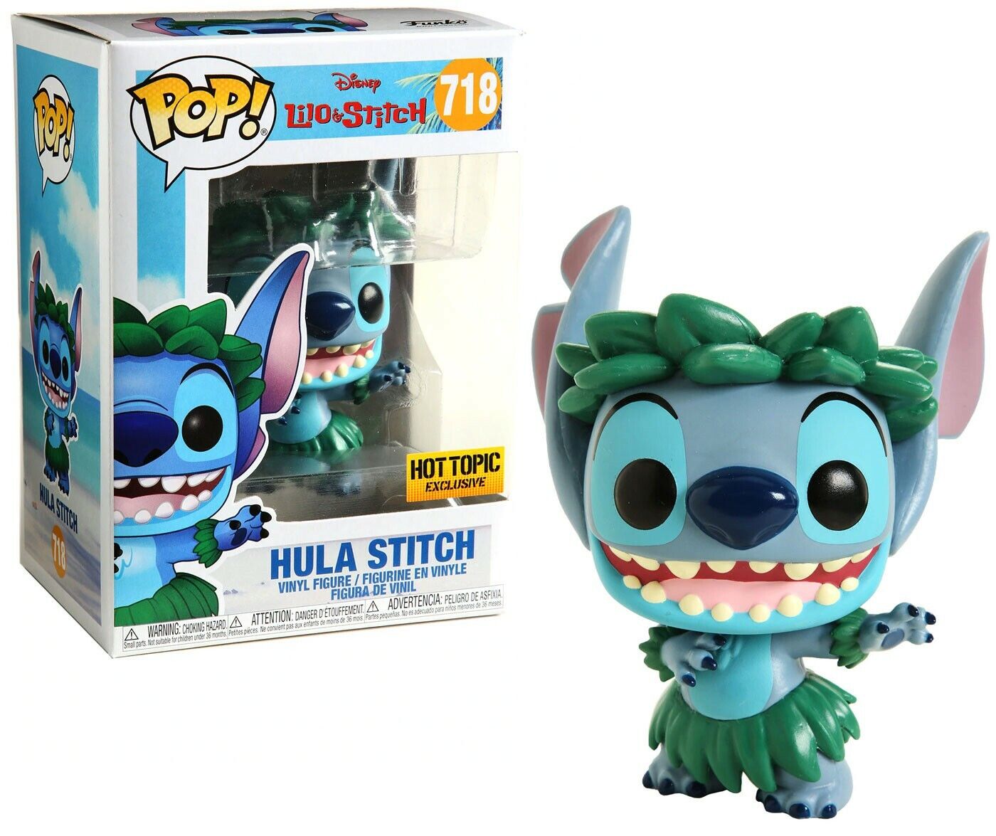 Funko Pop! Disney Lilo & Stitch - Hula Stitch 718 Hot Topic Exclusive + Free Protector